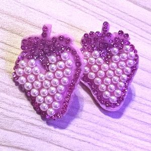Pink felt strawberry earrings!